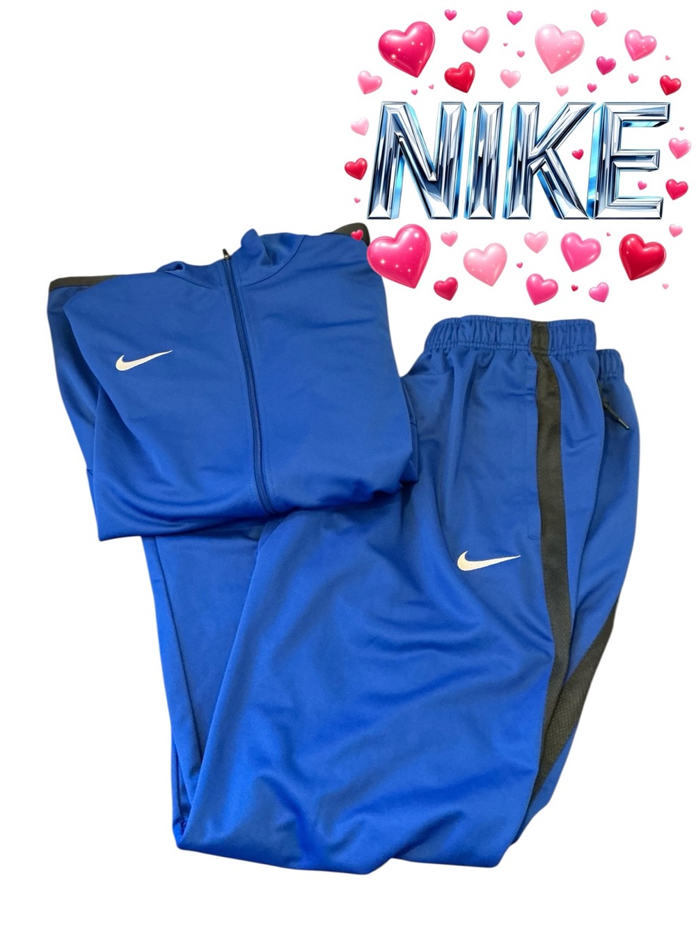 Nike Blue & Black Men's Track Jacket and Joggers Set